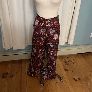 Diane Von Furstenberg Wide Leg Pant Floral Canton Bordeaux